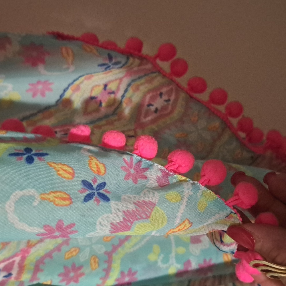 Beach Coverup With Pink Tassels - Picture 2 of 2